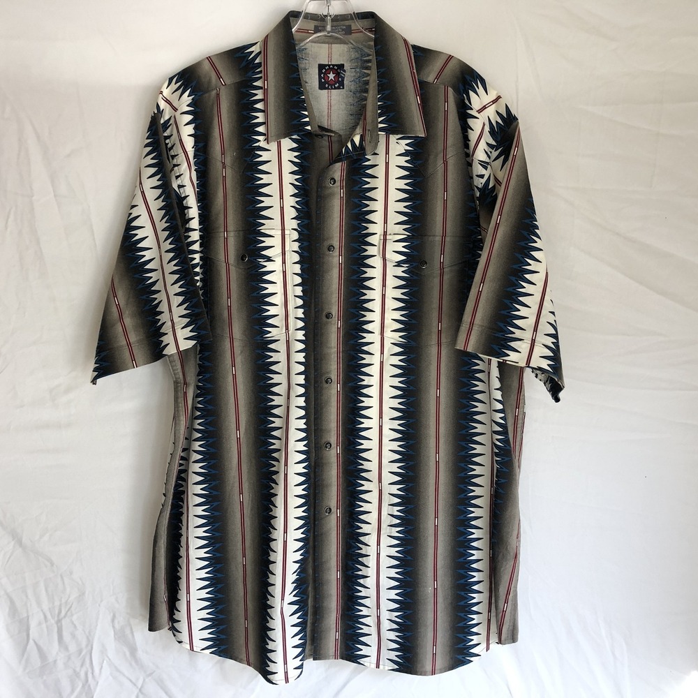 Panhandle Slim Shirt Mens XL Multicolor Southwestern Short Sleeve Button Front